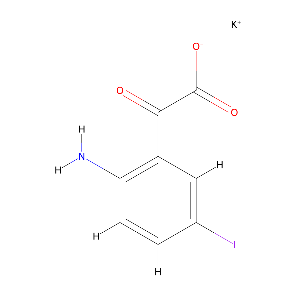 Potassium 2-(2-amino-5-iodophenyl)-2-oxoacetate molecular structure, CAS 287393-80-0