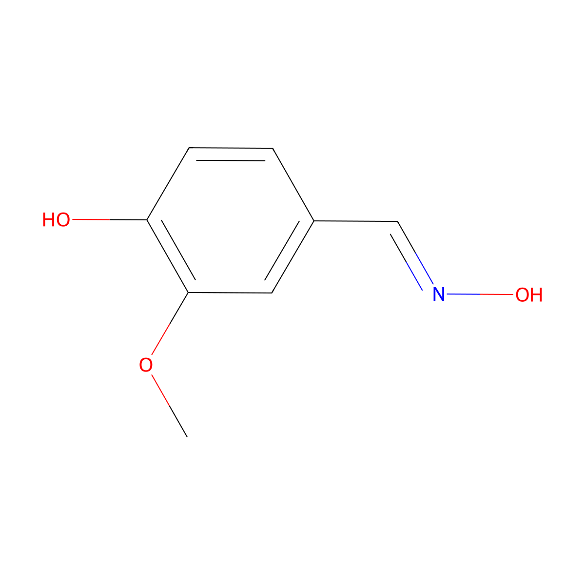 (C(E))-4-Hydroxy-3-methoxybenzaldehyde oxime molecular structure, CAS 2874-33-1