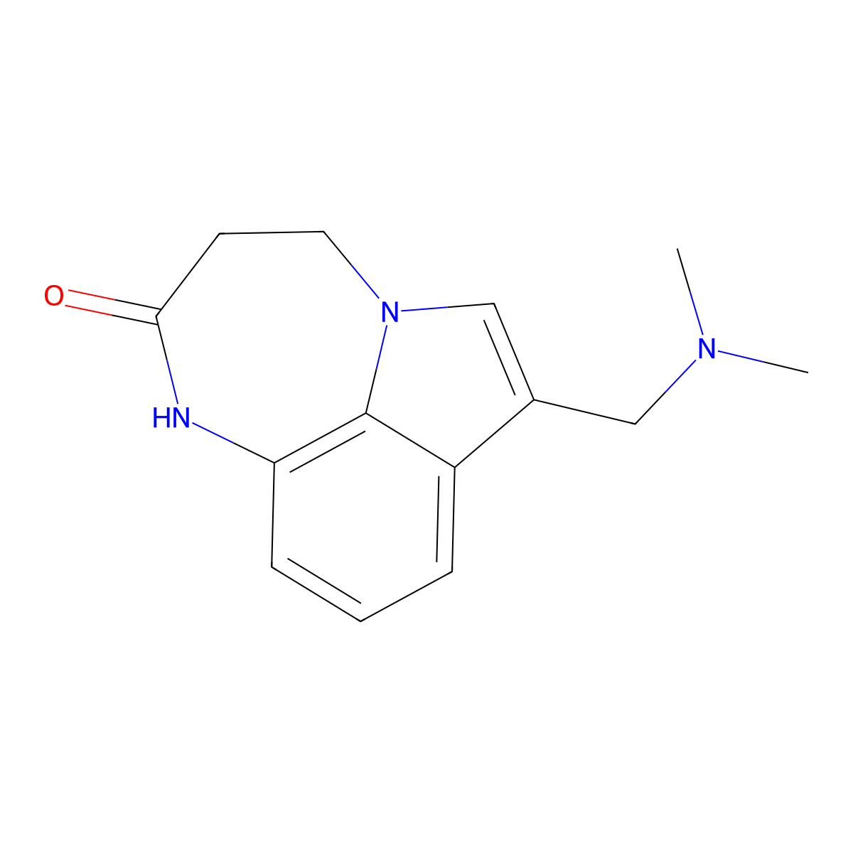 Pyrrolo(1,2,3-ef)(1,5)benzodiazepin-6(7H)-one, 4,5-dihydro-1-((dimethylamino)methyl)- molecular structure, CAS 28740-81-0