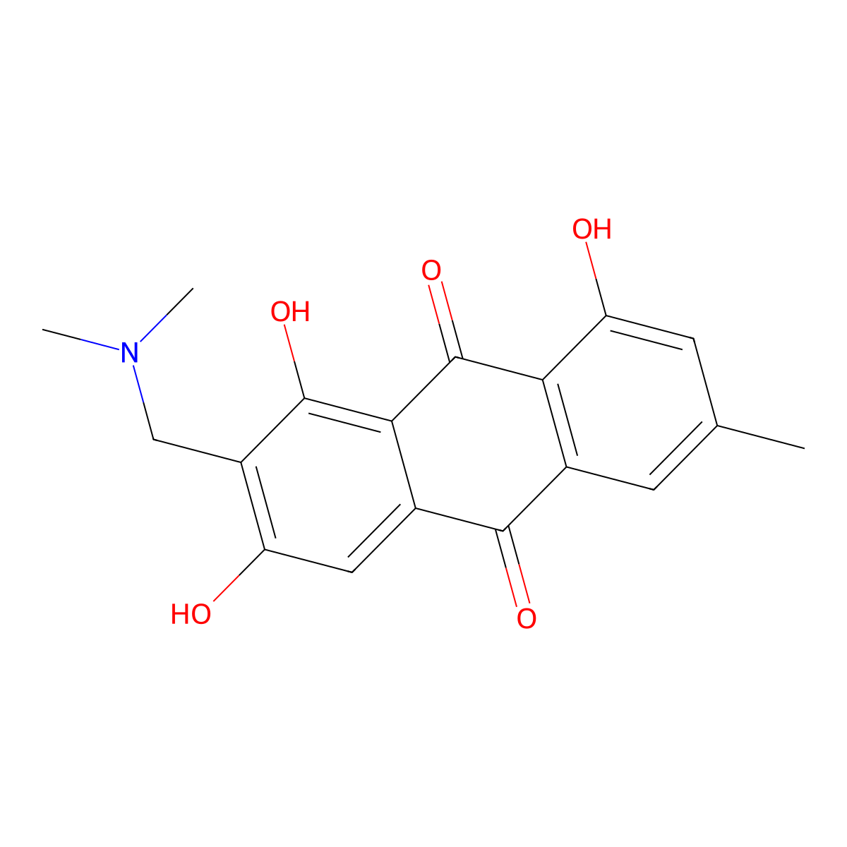2-((Dimethylamino)methyl)-1,3,8-trihydroxy-6-methylanthracene-9,10-dione molecular structure, CAS 287402-14-6