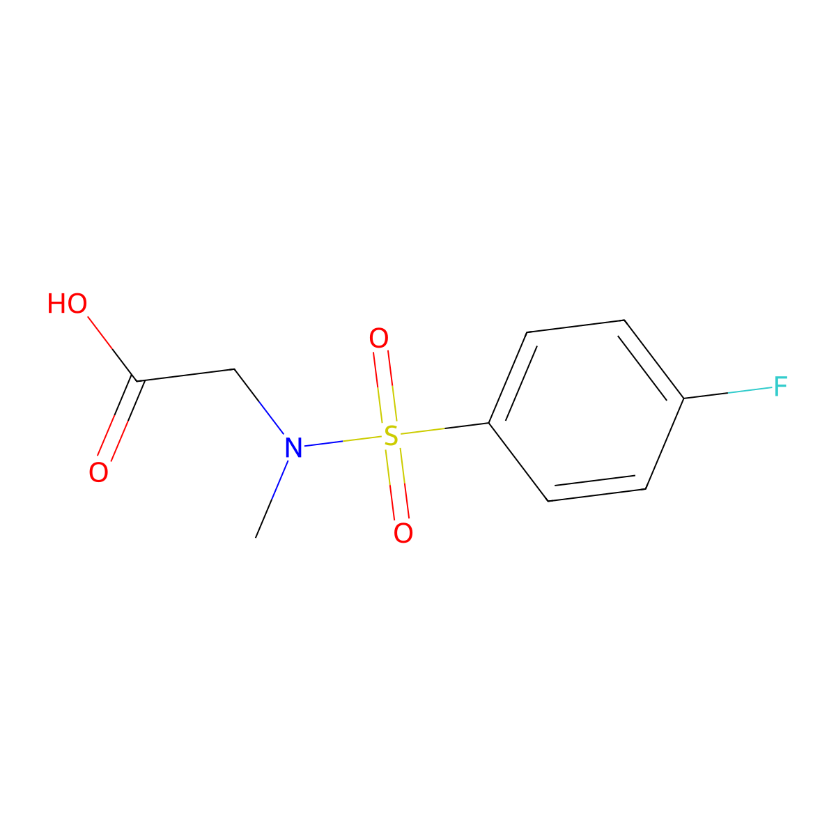 [(4-Fluoro-benzenesulfonyl)-methyl-amino]-acetic acid molecular structure, CAS 287403-15-0
