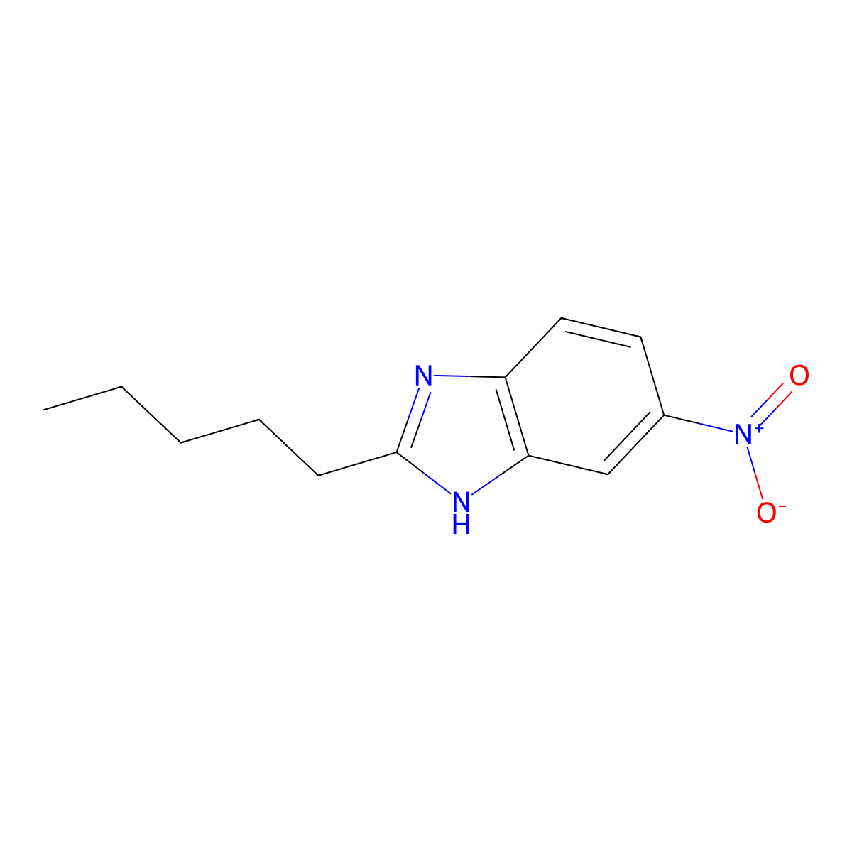 6-nitro-2-pentyl-1H-benzimidazole molecular structure, CAS 28742-68-9