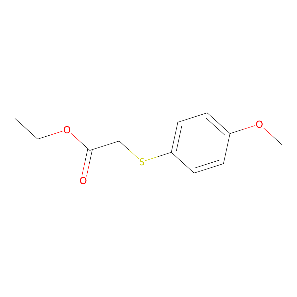 Ethyl 2-(4-methoxyphenyl)sulfanylacetate molecular structure, CAS 28743-98-8