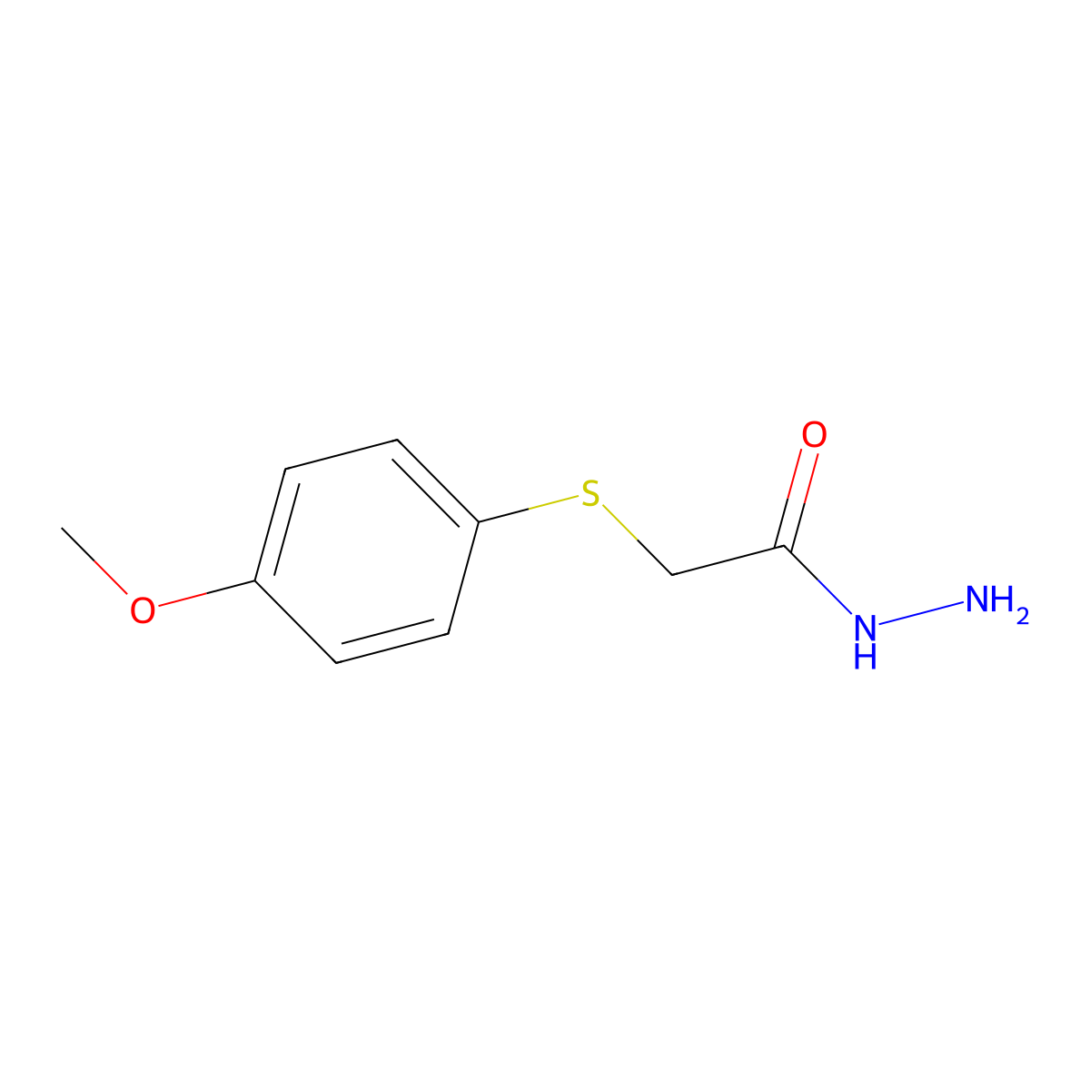2-(4-Methoxyphenyl)sulfanylacetohydrazide molecular structure, CAS 28743-99-9