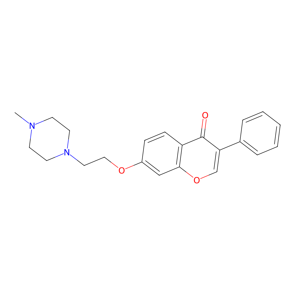 7-(2-(4-methylpiperazin-1-yl)ethoxy)-3-phenyl-4H-chromen-4-one molecular structure, CAS 287472-17-7