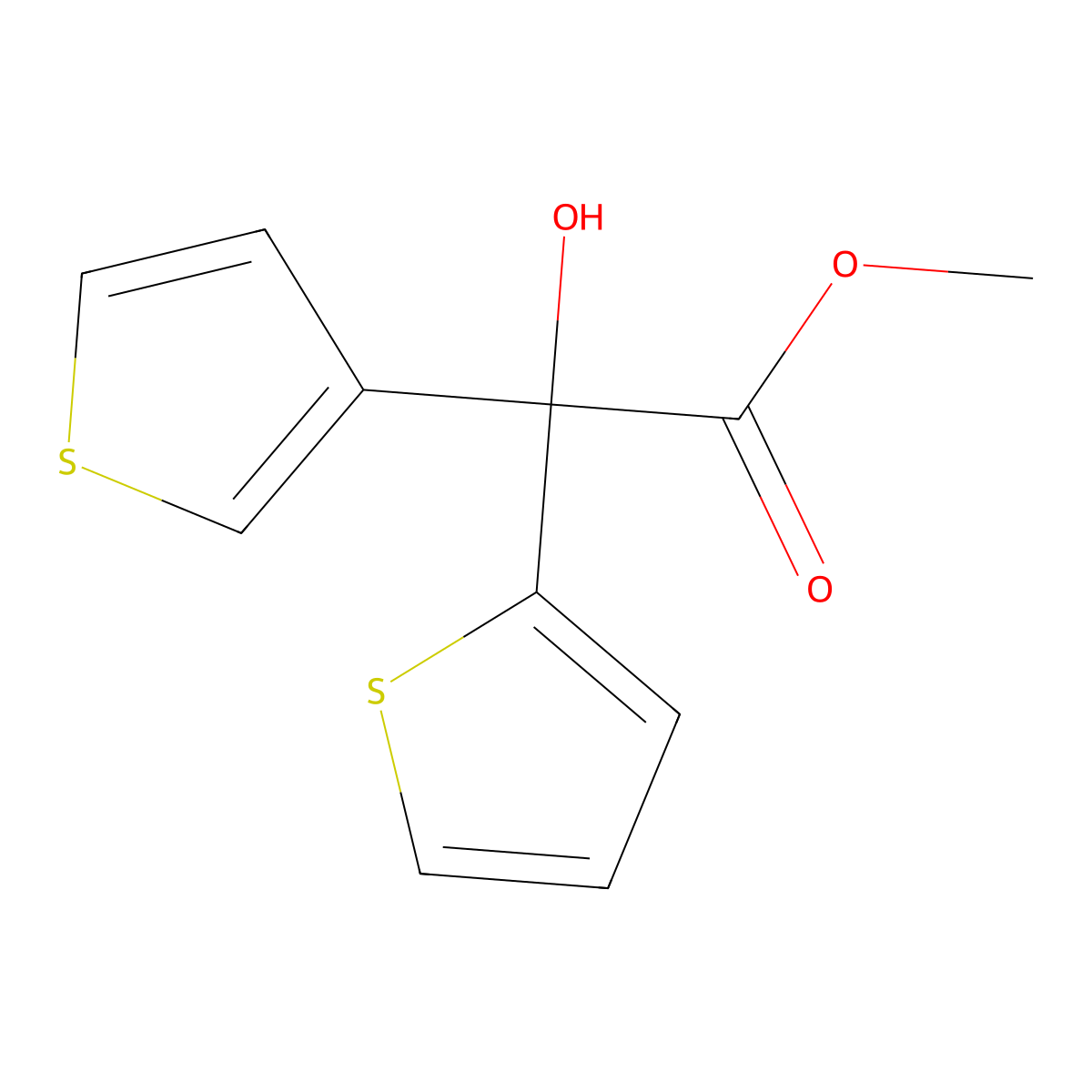 Methyl 2-hydroxy-2-(thiophen-2-yl)-2-(thiophen-3-yl)acetate molecular structure, CAS 28748-67-6