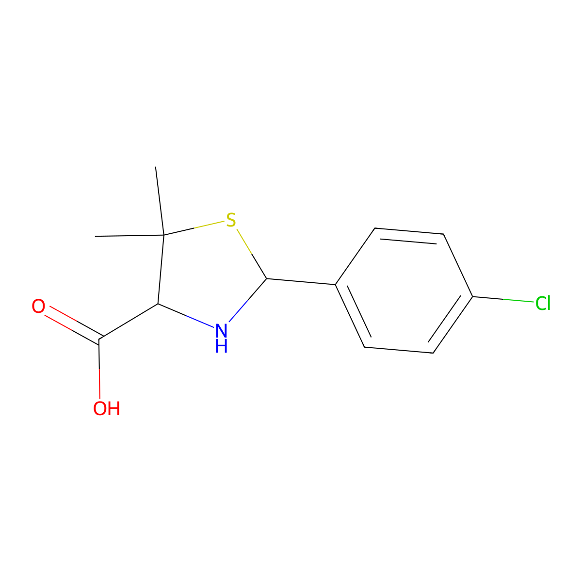 (4S)-2-(4-chlorophenyl)-5,5-dimethyl-1,3-thiazolidine-4-carboxylic acid molecular structure, CAS 287490-82-8