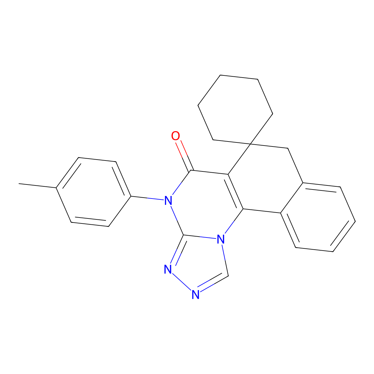 4-(4-methylphenyl)-4H-spiro[benzo[h][1,2,4]triazolo[4,3-a]quinazoline-6,1'-cyclohexan]-5(7H)-one molecular structure, CAS 287491-57-0