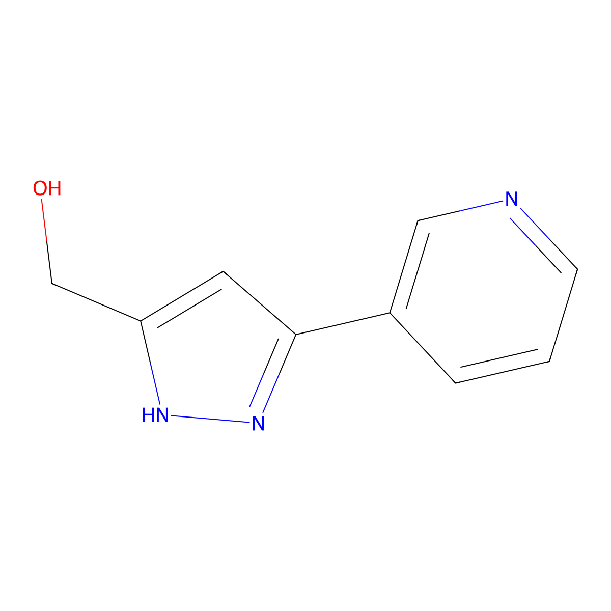 (5-(Pyridin-3-yl)-1H-pyrazol-3-yl)methanol molecular structure, CAS 287494-03-5