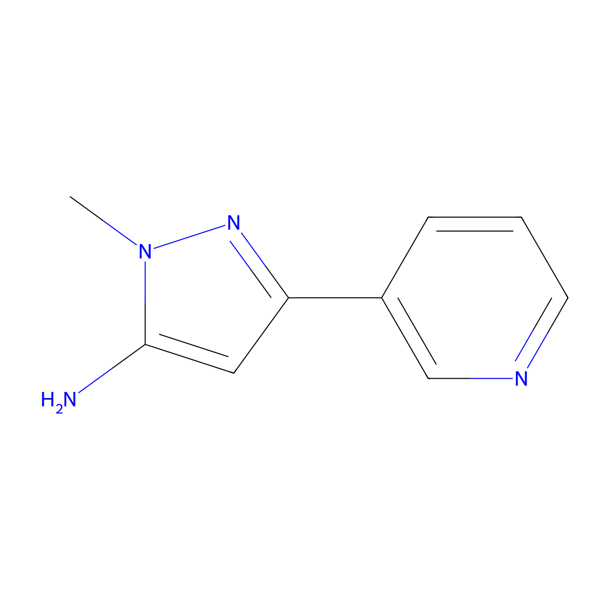 1-Methyl-3-(pyridin-3-YL)-1H-pyrazol-5-amine molecular structure, CAS 287494-25-1