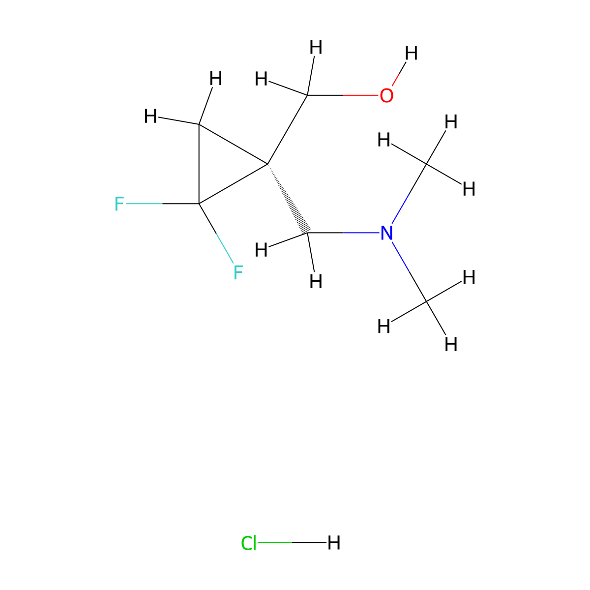 (R)-(1-((Dimethylamino)methyl)-2,2-difluorocyclopropyl)methanol hydrochloride molecular structure, CAS 2875037-62-8