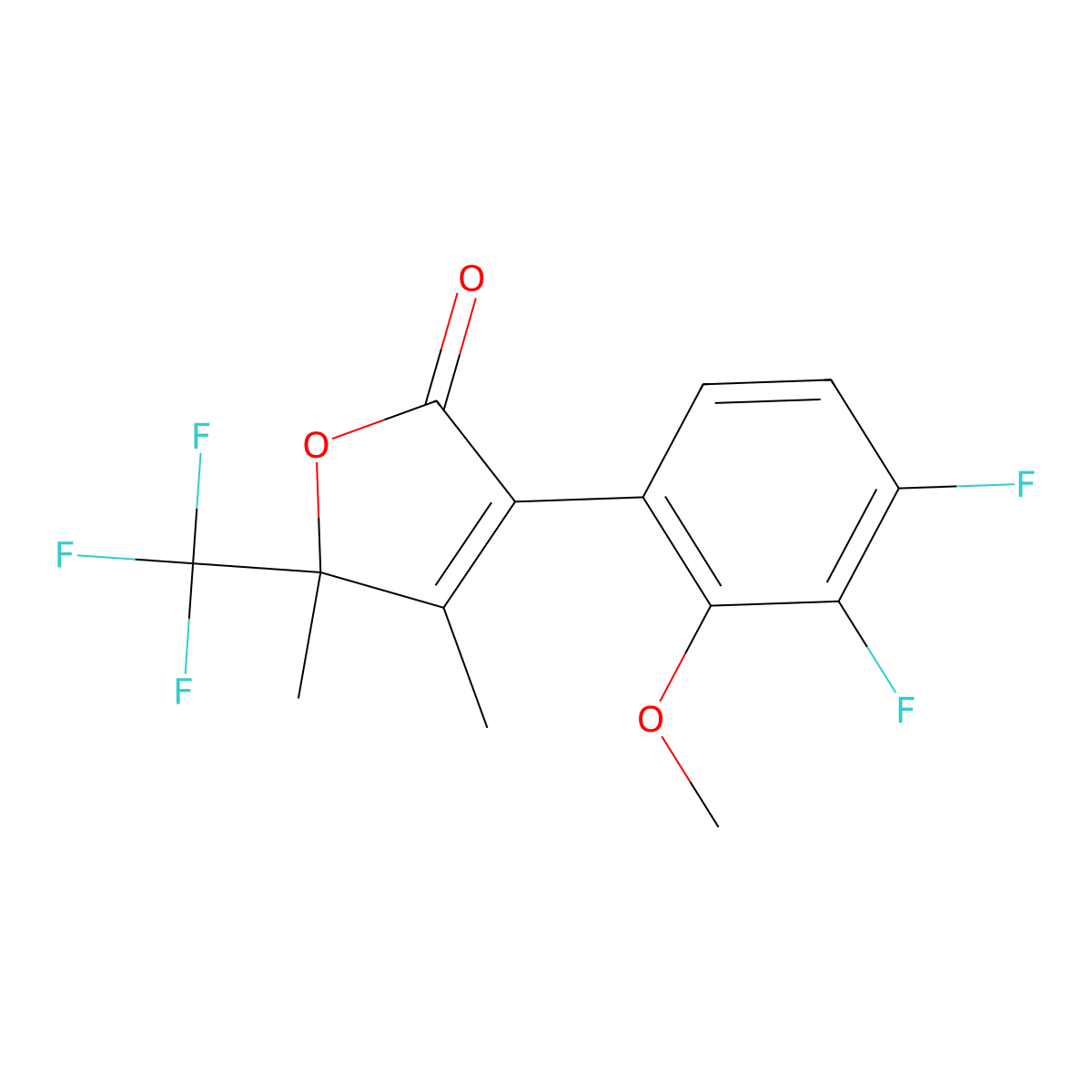 (5R)-3-(3,4-difluoro-2-methoxyphenyl)-4,5-dimethyl-5-(trifluoromethyl)furan-2-one molecular structure, CAS 2875066-35-4