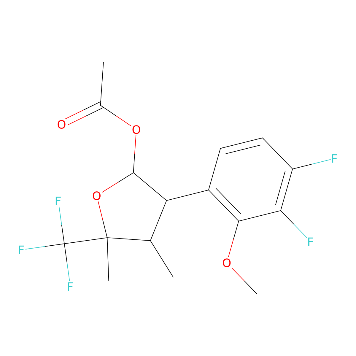 (3S,4S,5R)-3-(3,4-difluoro-2-methoxyphenyl)-4,5-dimethyl-5-(trifluoromethyl)tetrahydrofuran-2-yl acetate molecular structure, CAS 2875066-46-7