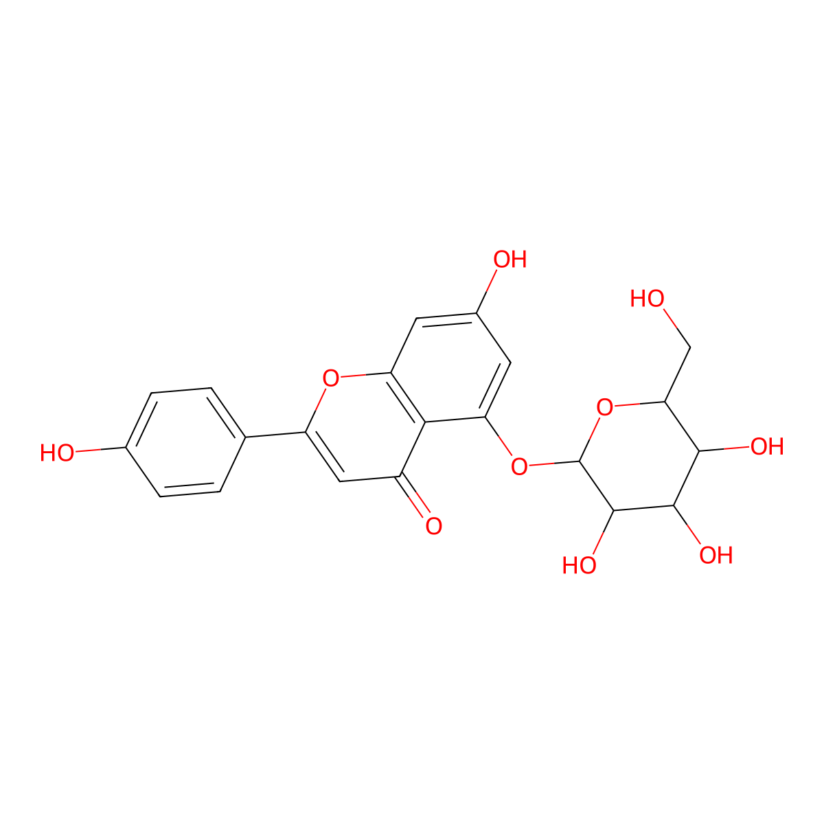 Apigenin-4'-O-Glucoside molecular structure, CAS 28757-27-9