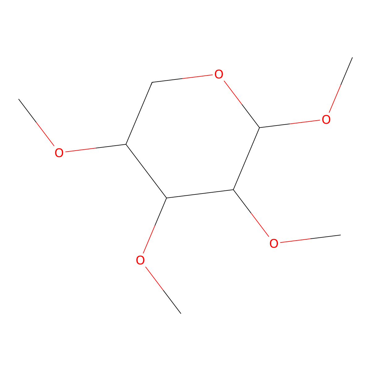Methyl 2,3,4-tri-O-methylpentopyranoside molecular structure, CAS 2876-85-9