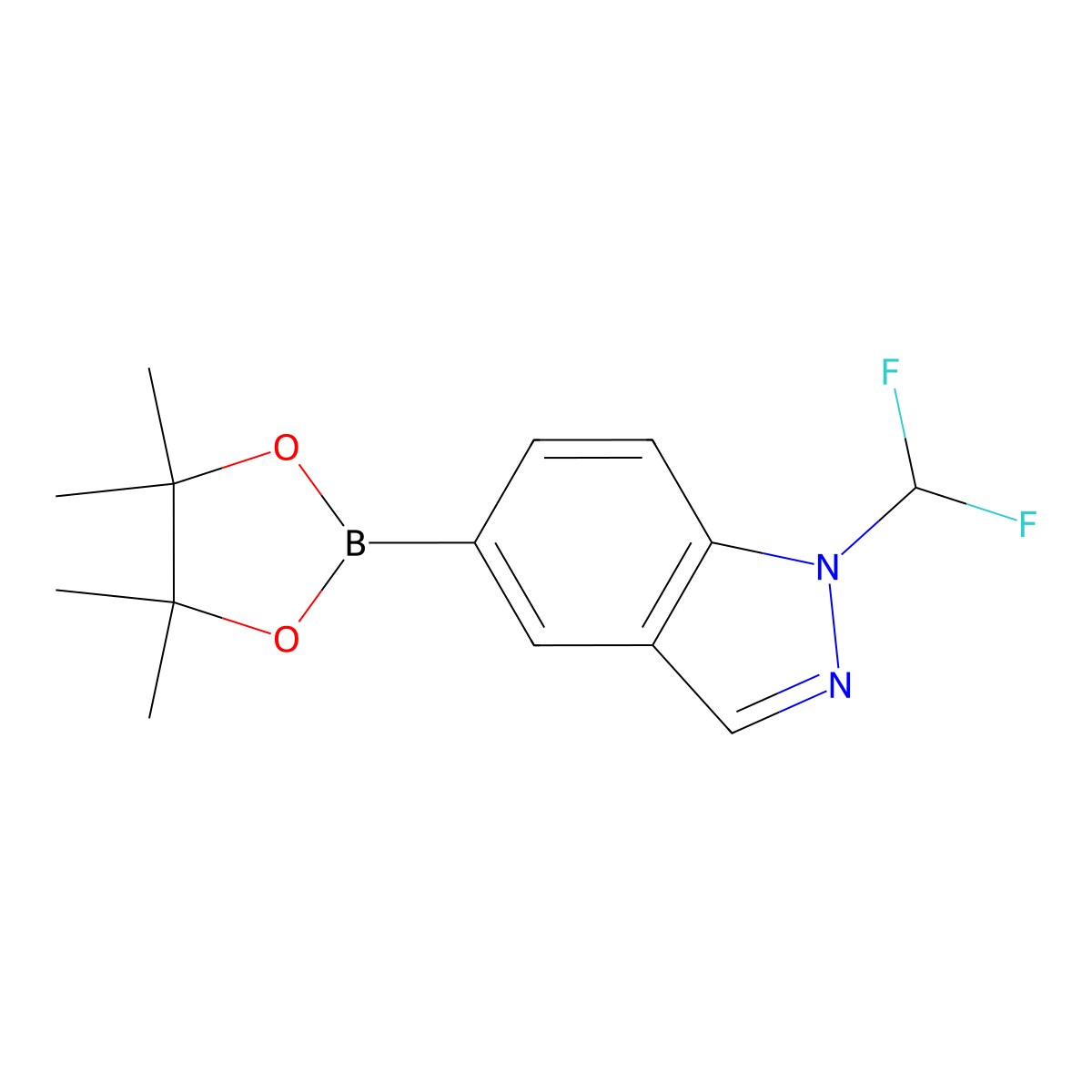 1-(difluoromethyl)-5-(4,4,5,5-tetramethyl-1,3,2-dioxaborolan-2-yl)-1H-indazole molecular structure, CAS 2876145-31-0