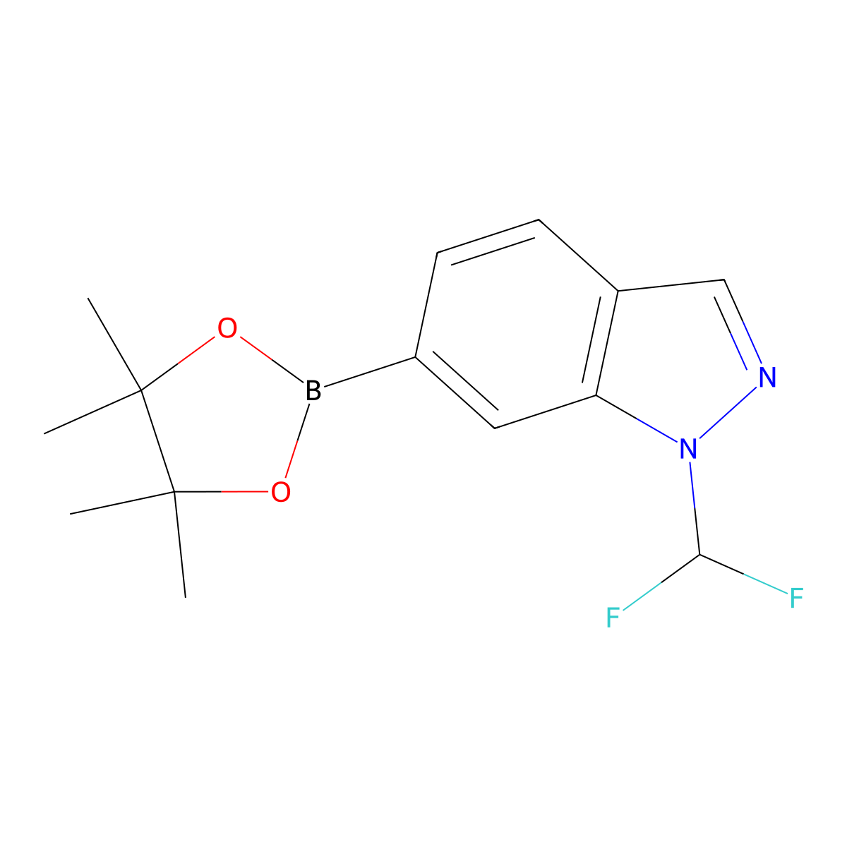 1-(difluoromethyl)-6-(4,4,5,5-tetramethyl-1,3,2-dioxaborolan-2-yl)-1H-indazole molecular structure, CAS 2876145-32-1
