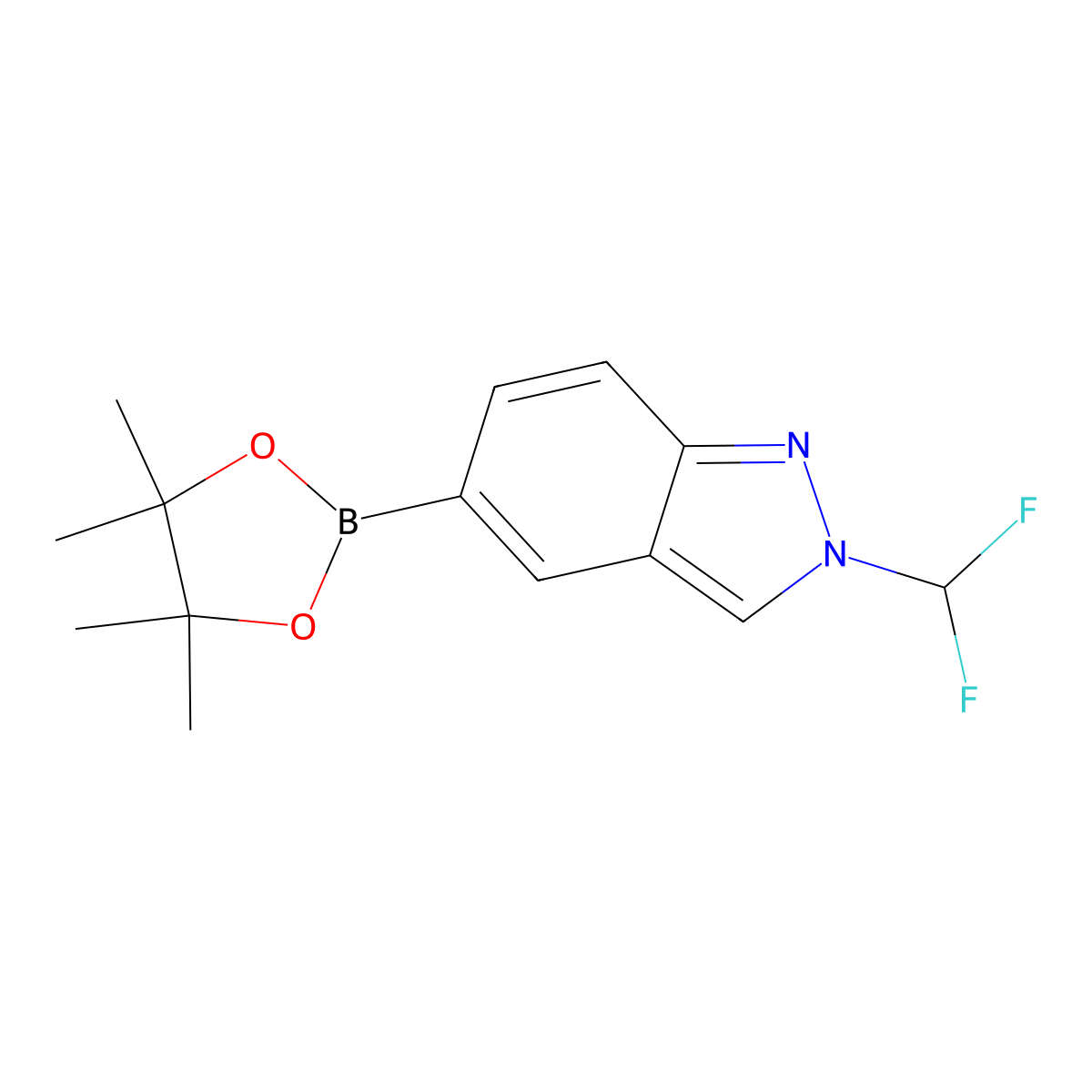 2-(difluoromethyl)-5-(4,4,5,5-tetramethyl-1,3,2-dioxaborolan-2-yl)-2H-indazole molecular structure, CAS 2876145-33-2
