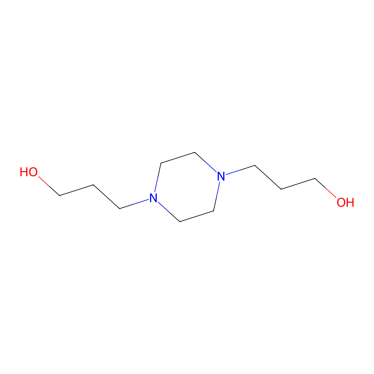 1,4-Piperazinedipropanol molecular structure, CAS 28765-60-8