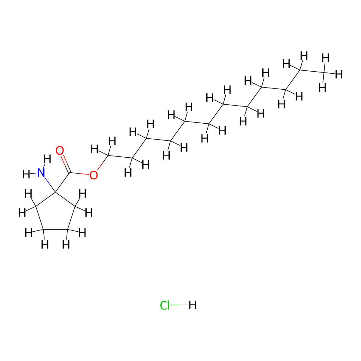 Dodecyl 1-aminocyclopentane-1-carboxylate hydrochloride molecular structure, CAS 2876604-06-5