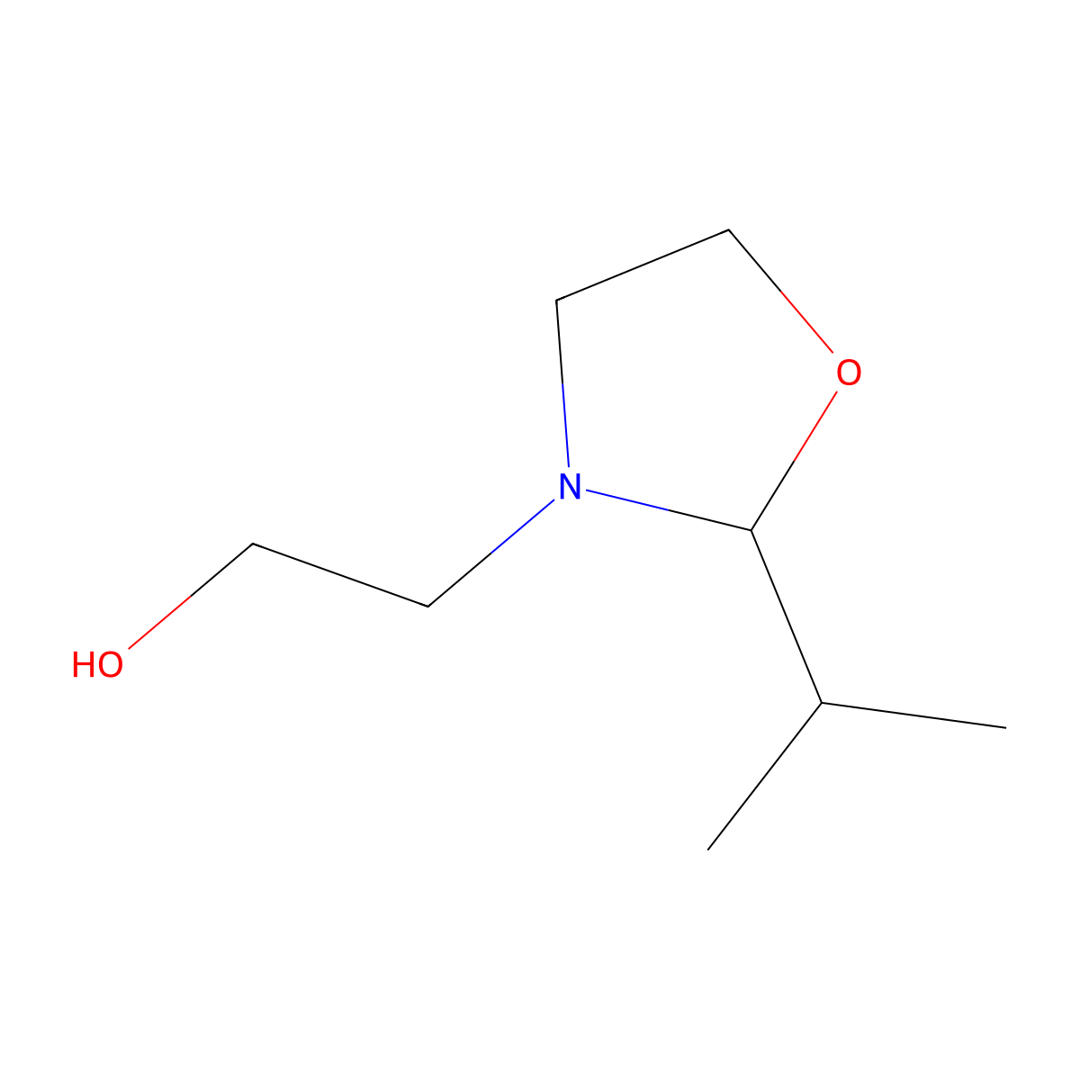 2-Isopropyl-1,3-oxazolidine-3-ethanol molecular structure, CAS 28770-01-6