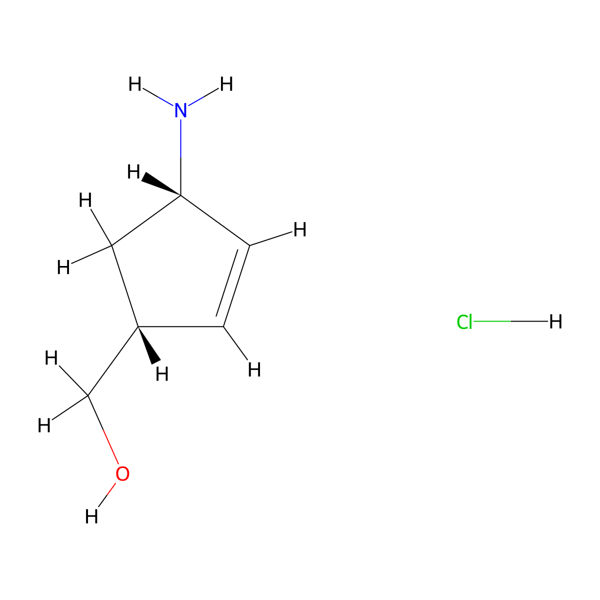((1R,4S)-4-aminocyclopent-2-en-1-yl)methanol hydrochloride molecular structure, CAS 287717-44-6