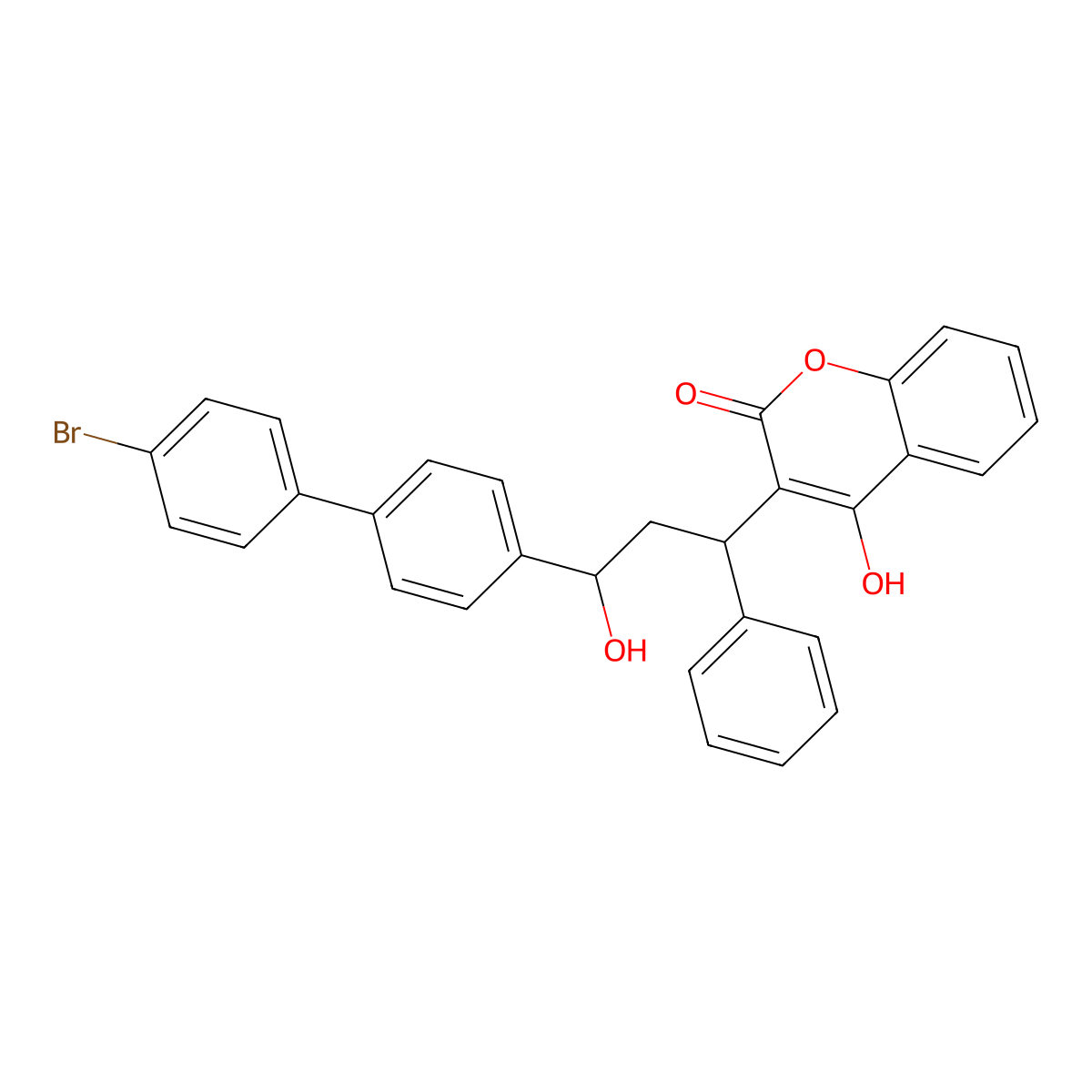 Bromadiolone molecular structure, CAS 28772-56-7