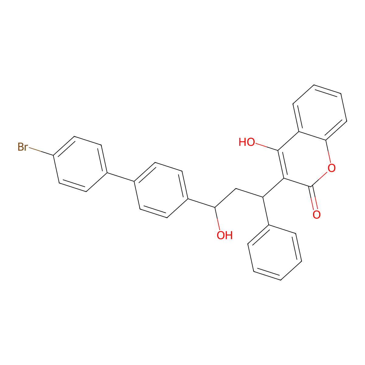 Bromadiolone molecular structure, CAS 28772-56-7