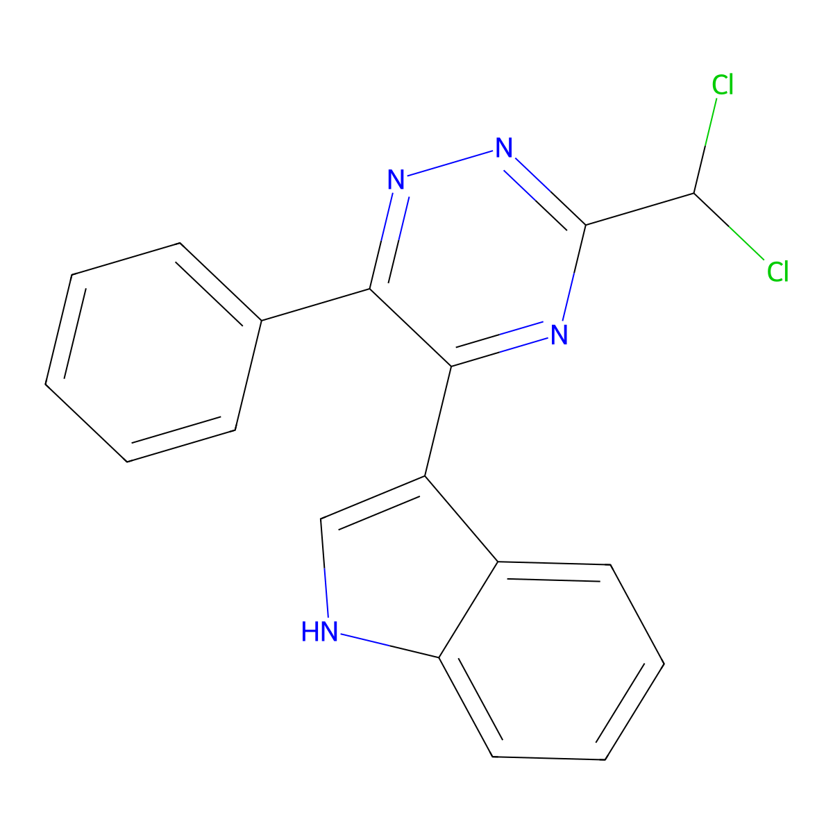 3-[3-(dichloromethyl)-6-phenyl-1,2,4-triazin-5-yl]-1H-indole molecular structure, CAS 287732-35-8