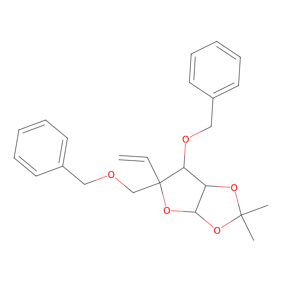 (3aR,5R,6S,6aR)-6-(benzyloxy)-5-((benzyloxy)methyl)-2,2-dimethyl-5-vinyltetrahydrofuro[2,3-d][1,3]dioxole molecular structure, CAS 287737-63-7