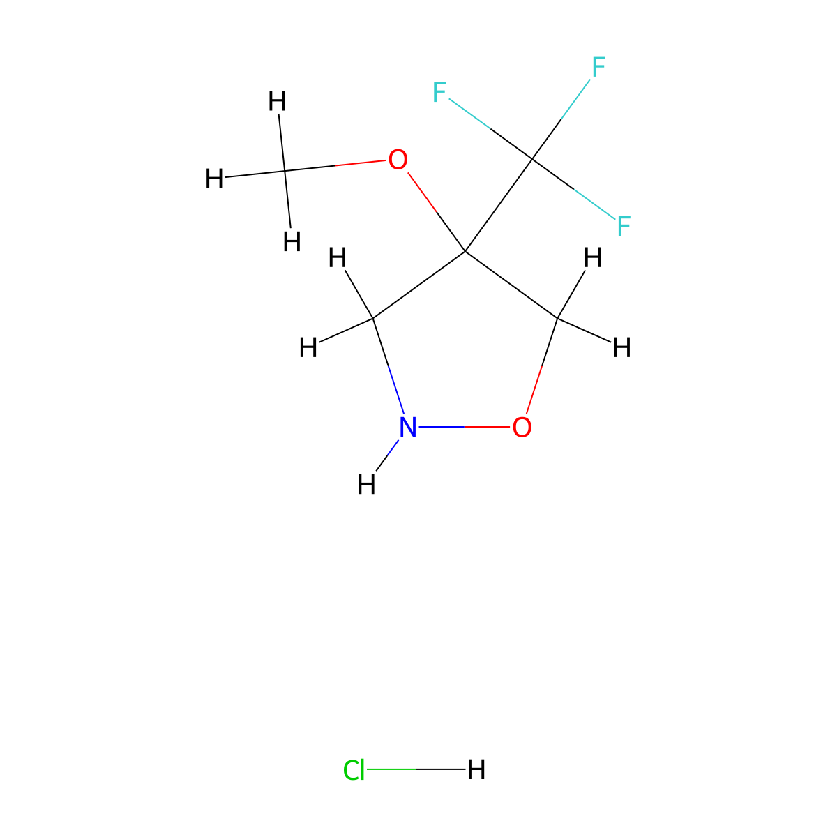 4-Methoxy-4-(trifluoromethyl)-1,2-oxazolidine hydrochloride molecular structure, CAS 2877628-04-9