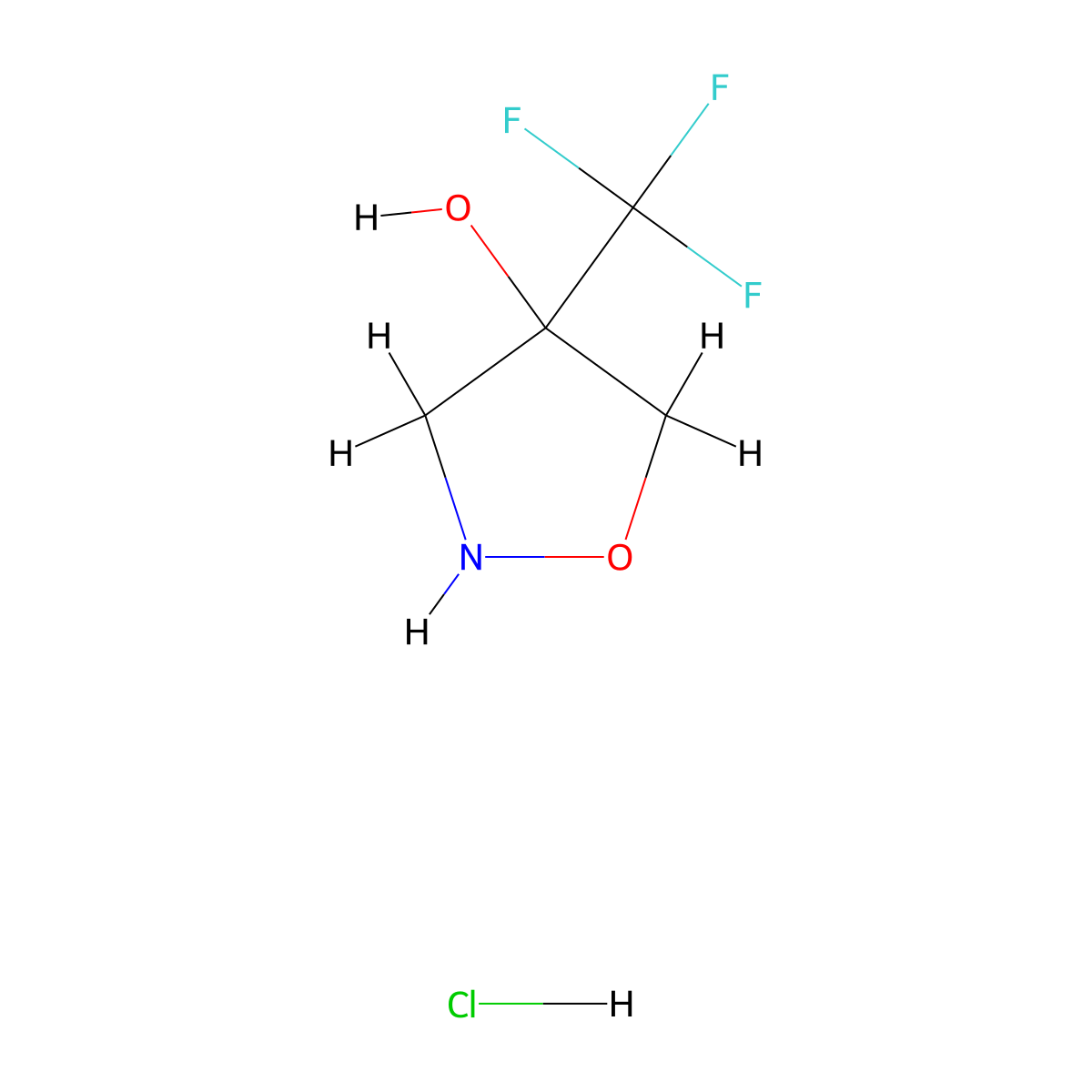 4-(Trifluoromethyl)-1,2-oxazolidin-4-ol hydrochloride molecular structure, CAS 2877628-08-3