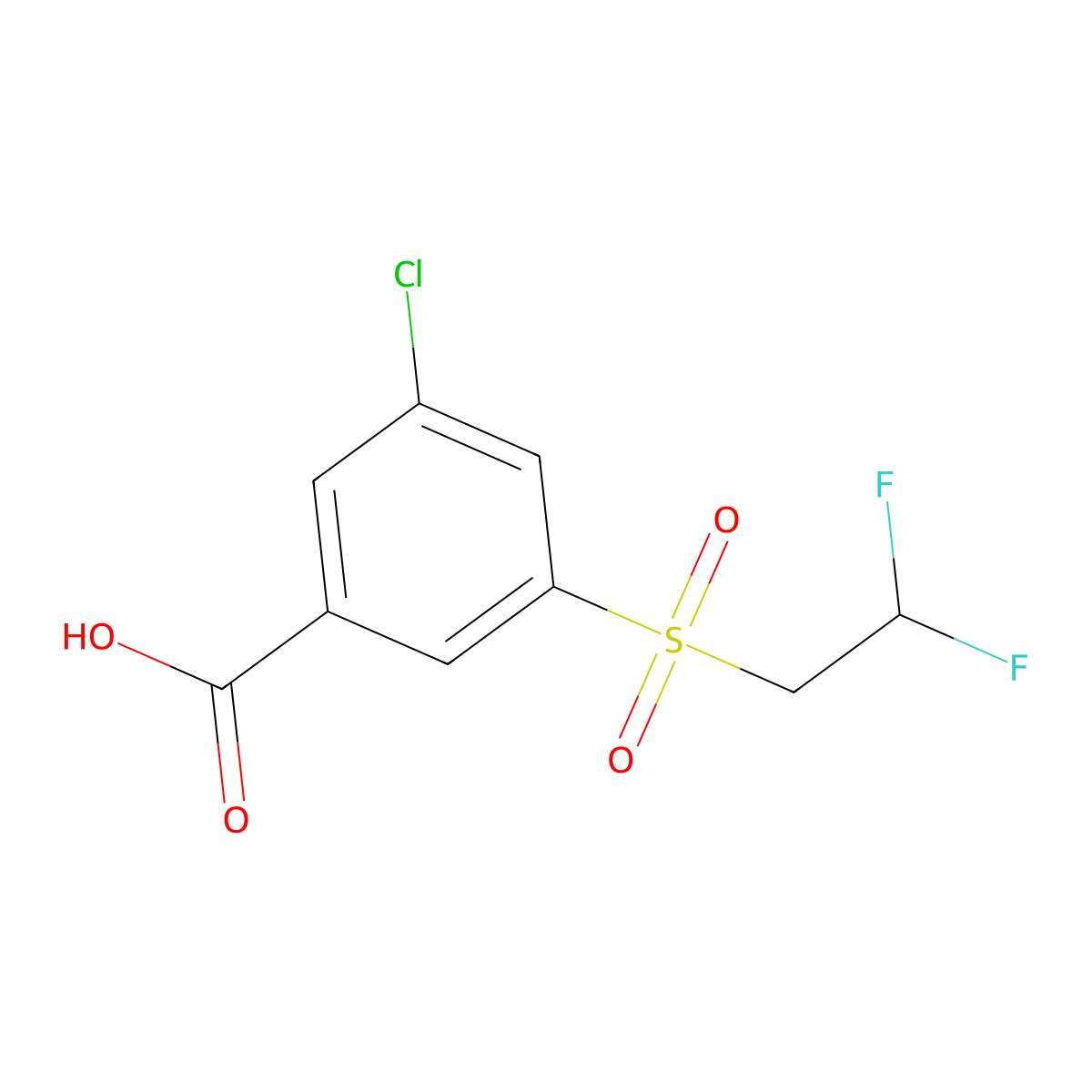 3-Chloro-5-(2,2-difluoroethanesulfonyl)benzoic acid molecular structure, CAS 2877628-12-9
