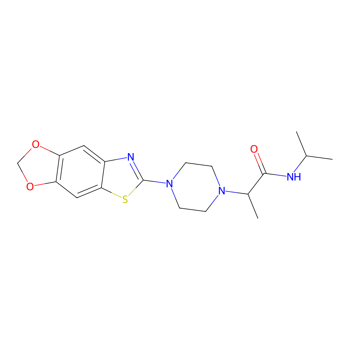 2-[4-([1,3]dioxolo[4,5-f][1,3]benzothiazol-6-yl)piperazin-1-yl]-N-propan-2-ylpropanamide molecular structure, CAS 2877628-19-6