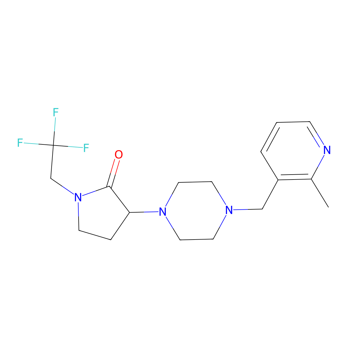 3-{4-[(2-Methylpyridin-3-yl)methyl]piperazin-1-yl}-1-(2,2,2-trifluoroethyl)pyrrolidin-2-one molecular structure, CAS 2877628-23-2