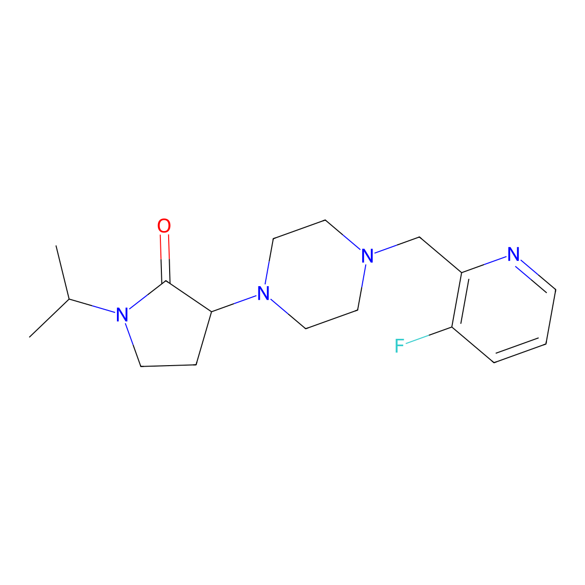 3-{4-[(3-Fluoropyridin-2-yl)methyl]piperazin-1-yl}-1-(propan-2-yl)pyrrolidin-2-one molecular structure, CAS 2877628-24-3