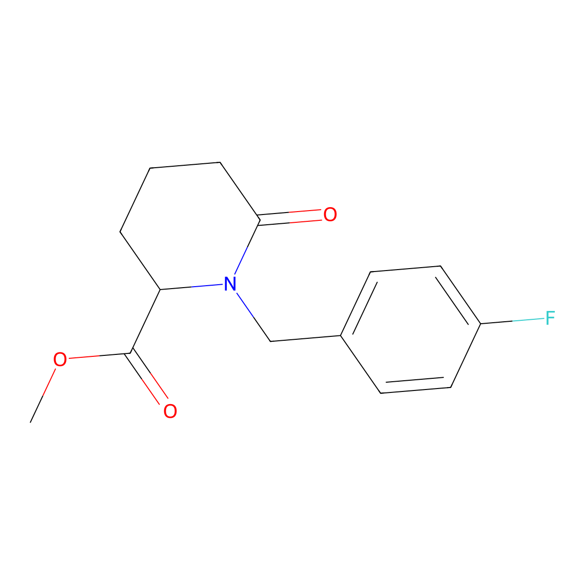 Methyl 1-[(4-fluorophenyl)methyl]-6-oxopiperidine-2-carboxylate molecular structure, CAS 2877628-25-4