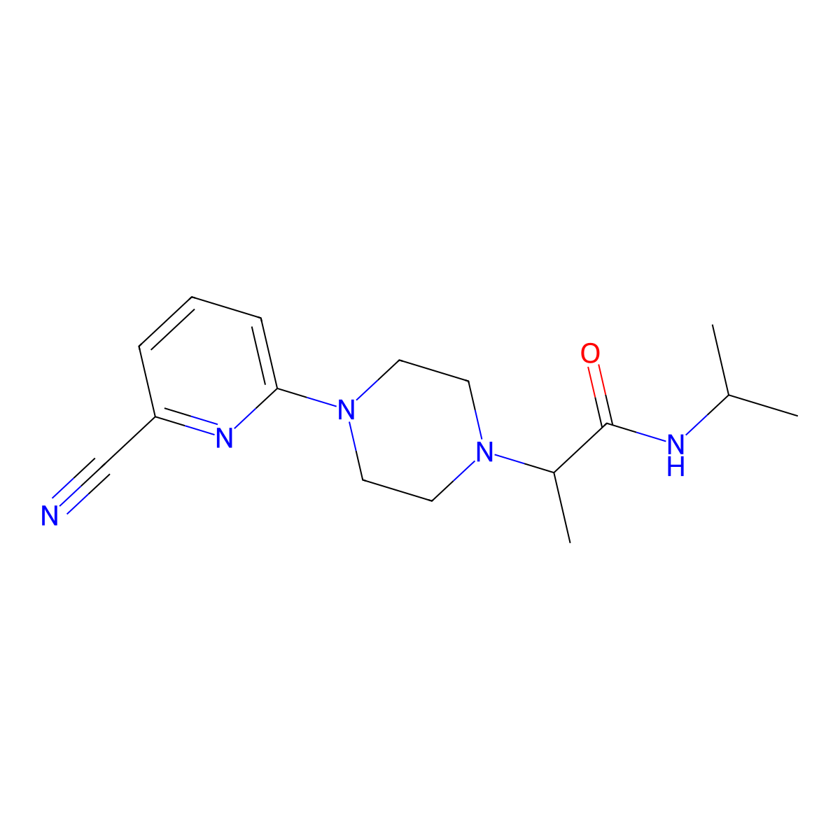 2-[4-(6-cyanopyridin-2-yl)piperazin-1-yl]-N-(propan-2-yl)propanamide molecular structure, CAS 2877628-30-1