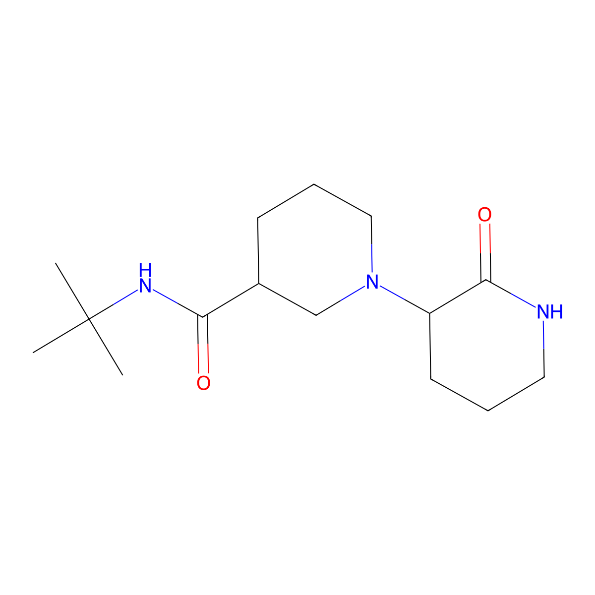 N-tert-butyl-2-oxo-[1,3-bipiperidine]-3-carboxamide molecular structure, CAS 2877628-31-2