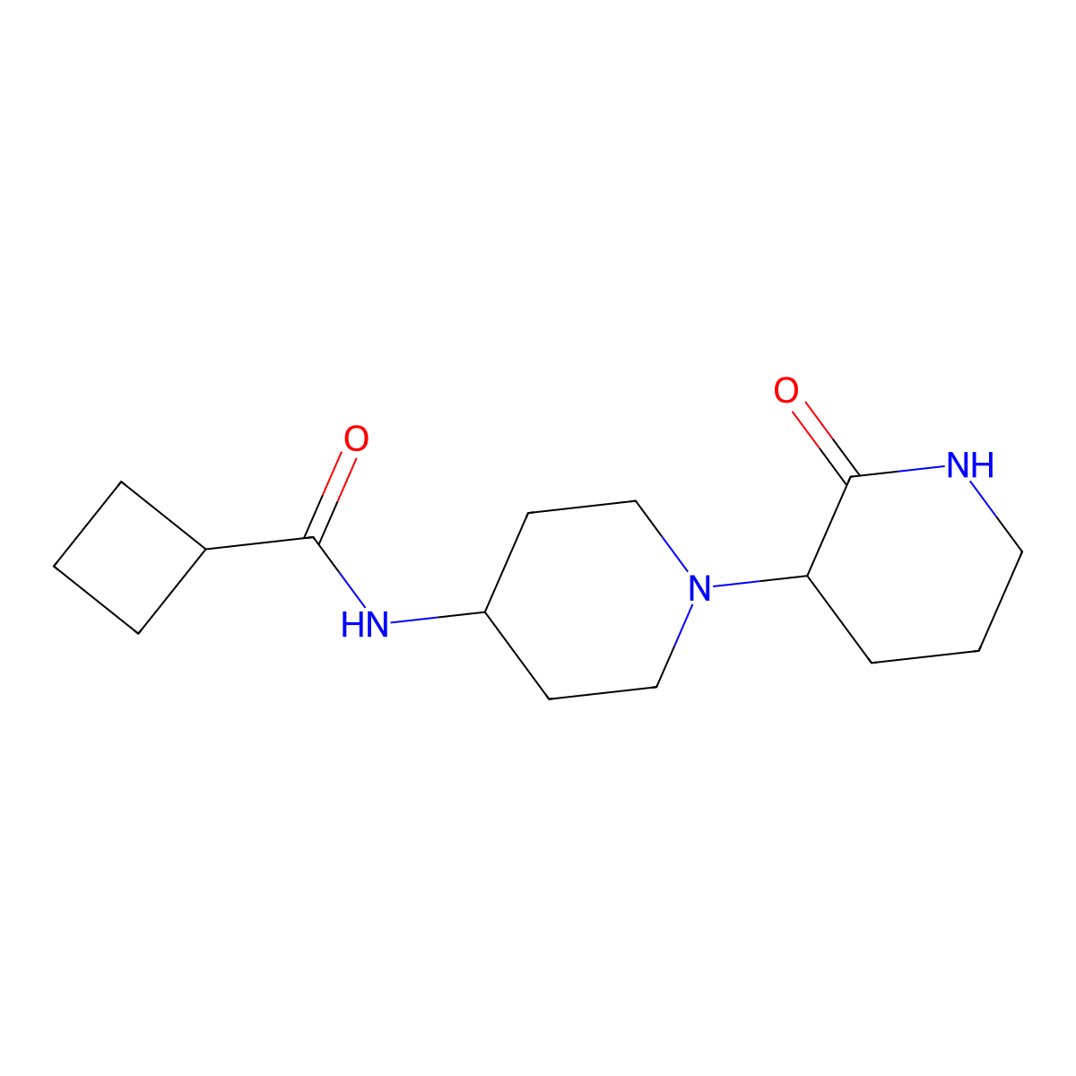 N-{2-oxo-[1,3-bipiperidine]-4-yl}cyclobutanecarboxamide molecular structure, CAS 2877628-34-5