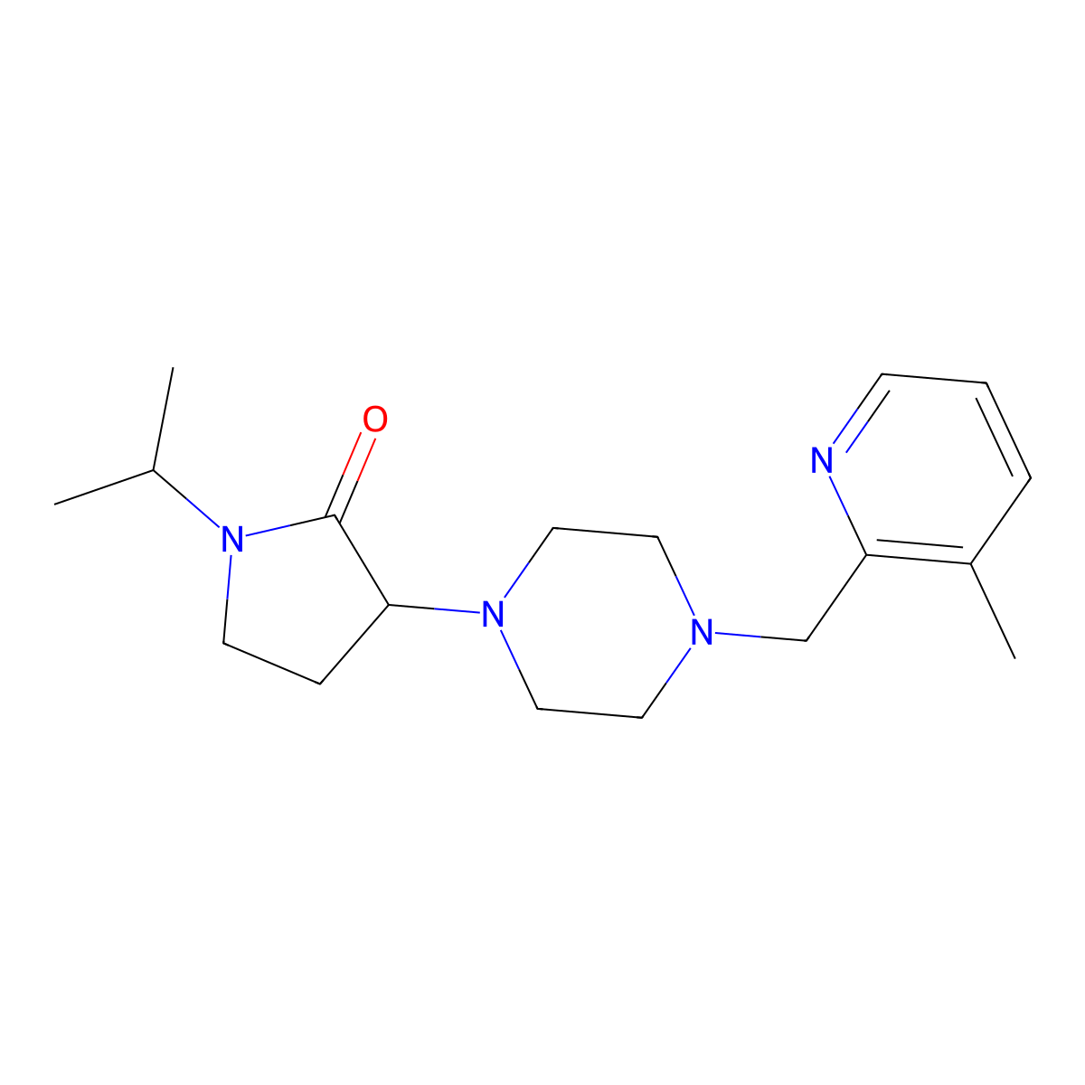 3-{4-[(3-Methylpyridin-2-yl)methyl]piperazin-1-yl}-1-(propan-2-yl)pyrrolidin-2-one molecular structure, CAS 2877628-35-6