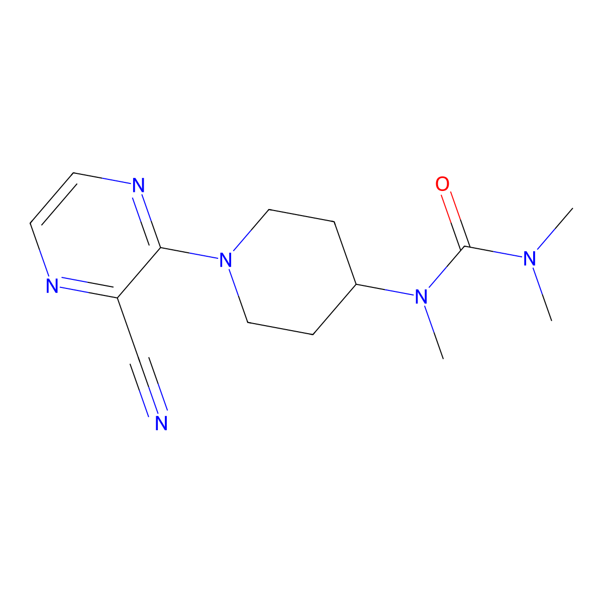 1-[1-(3-Cyanopyrazin-2-yl)piperidin-4-yl]-1,3,3-trimethylurea molecular structure, CAS 2877628-45-8