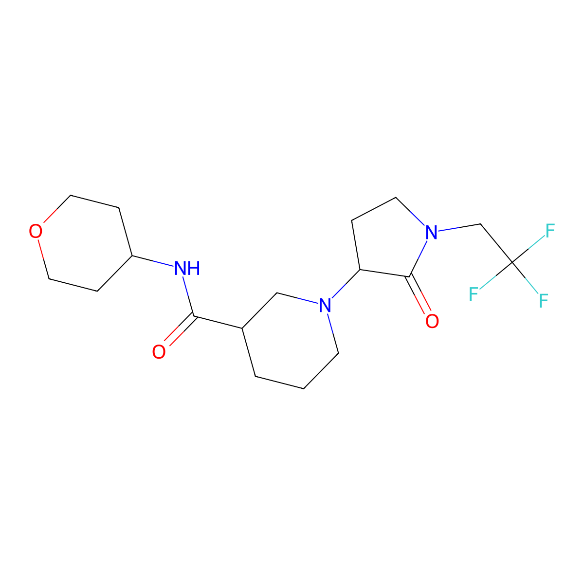 N-(oxan-4-yl)-1-[2-oxo-1-(2,2,2-trifluoroethyl)pyrrolidin-3-yl]piperidine-3-carboxamide molecular structure, CAS 2877628-46-9