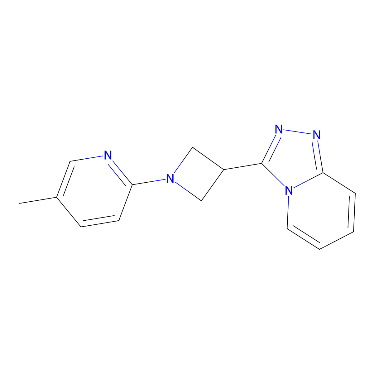 5-Methyl-2-(3-{[1,2,4]triazolo[4,3-a]pyridin-3-yl}azetidin-1-yl)pyridine molecular structure, CAS 2877628-48-1