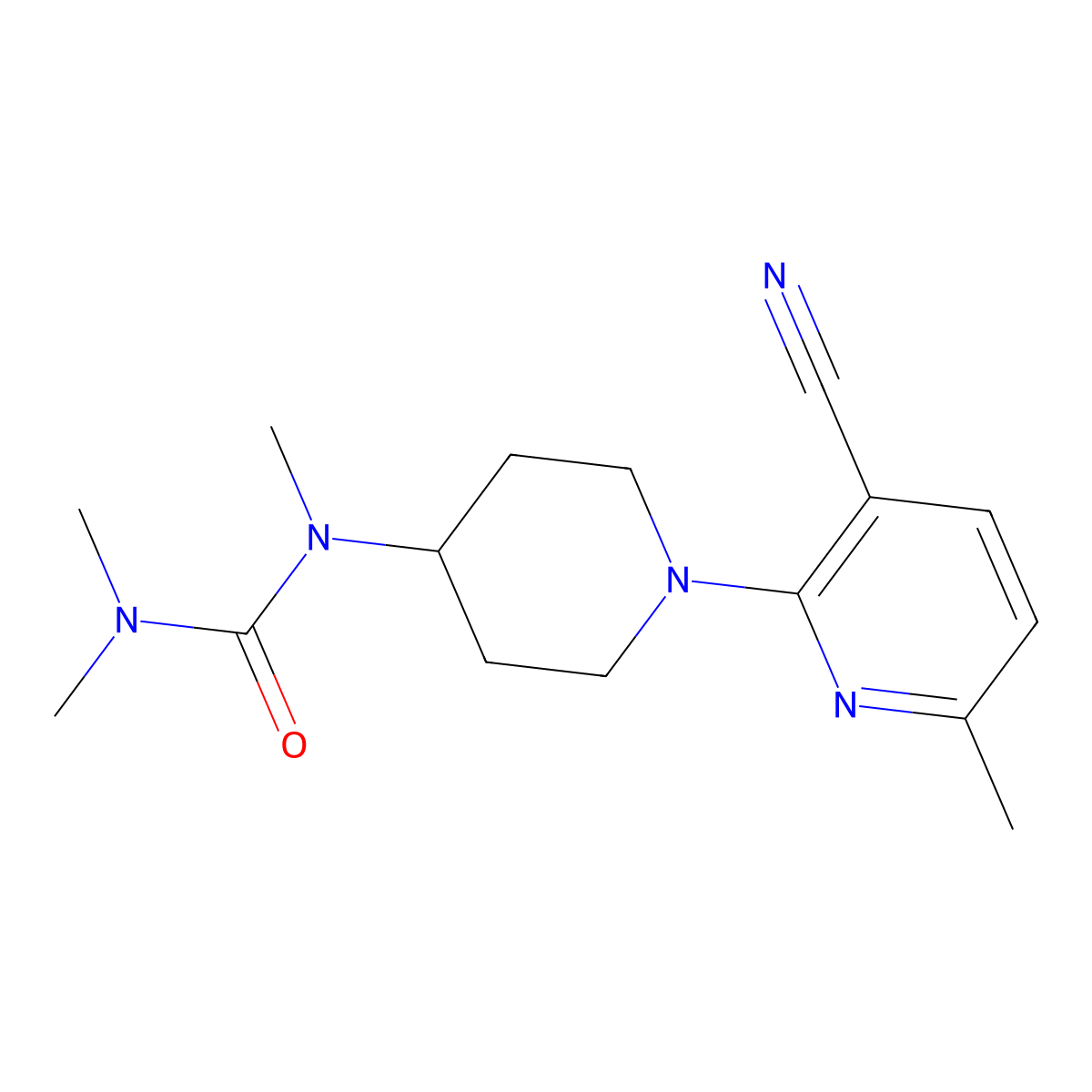 1-[1-(3-Cyano-6-methylpyridin-2-yl)piperidin-4-yl]-1,3,3-trimethylurea molecular structure, CAS 2877628-50-5