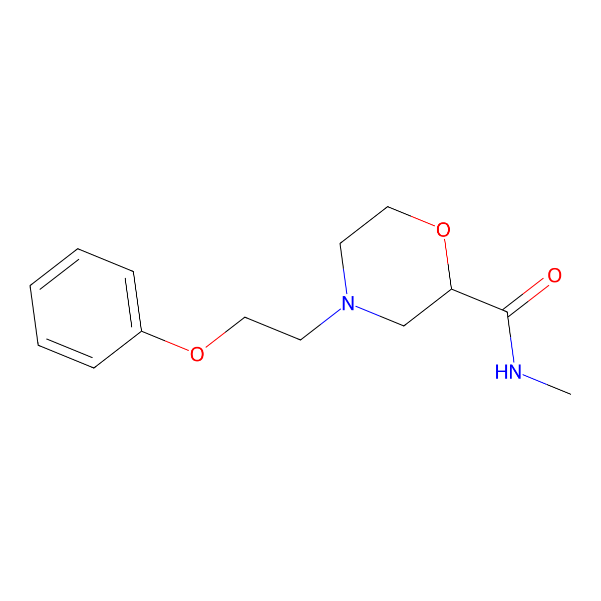 N-methyl-4-(2-phenoxyethyl)morpholine-2-carboxamide molecular structure, CAS 2877628-51-6