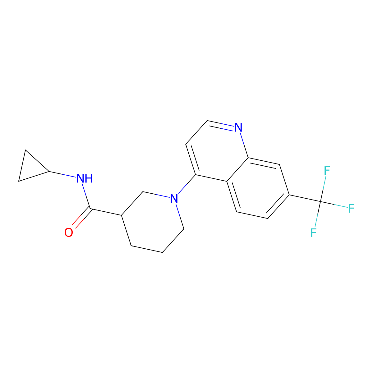 N-cyclopropyl-1-[7-(trifluoromethyl)quinolin-4-yl]piperidine-3-carboxamide molecular structure, CAS 2877628-60-7