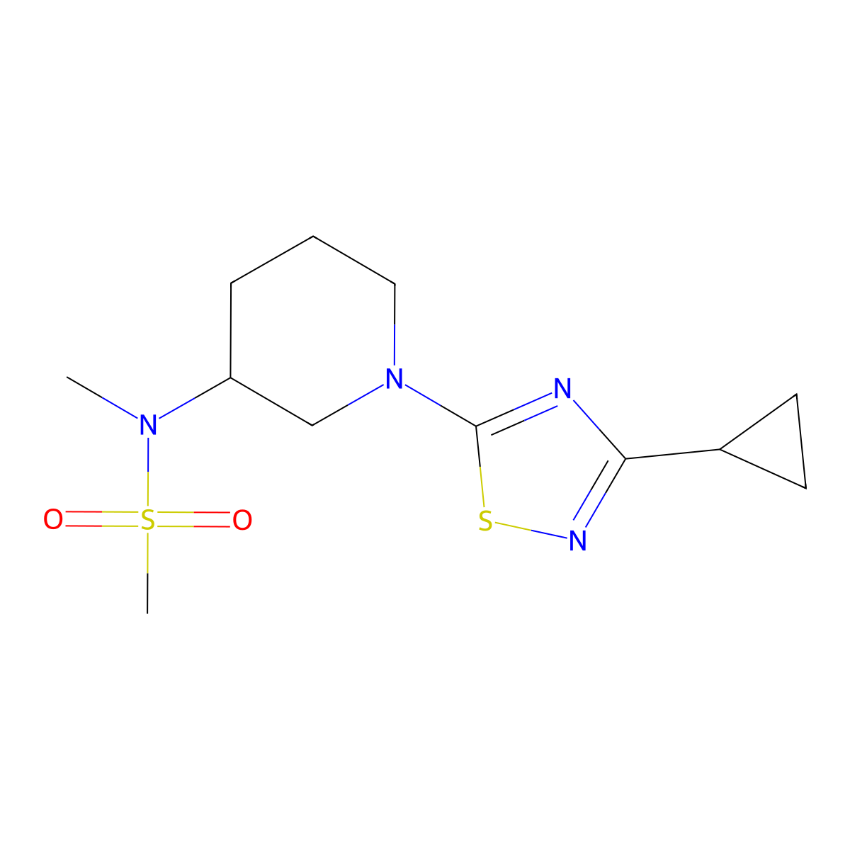 N-[1-(3-cyclopropyl-1,2,4-thiadiazol-5-yl)piperidin-3-yl]-N-methylmethanesulfonamide molecular structure, CAS 2877628-64-1