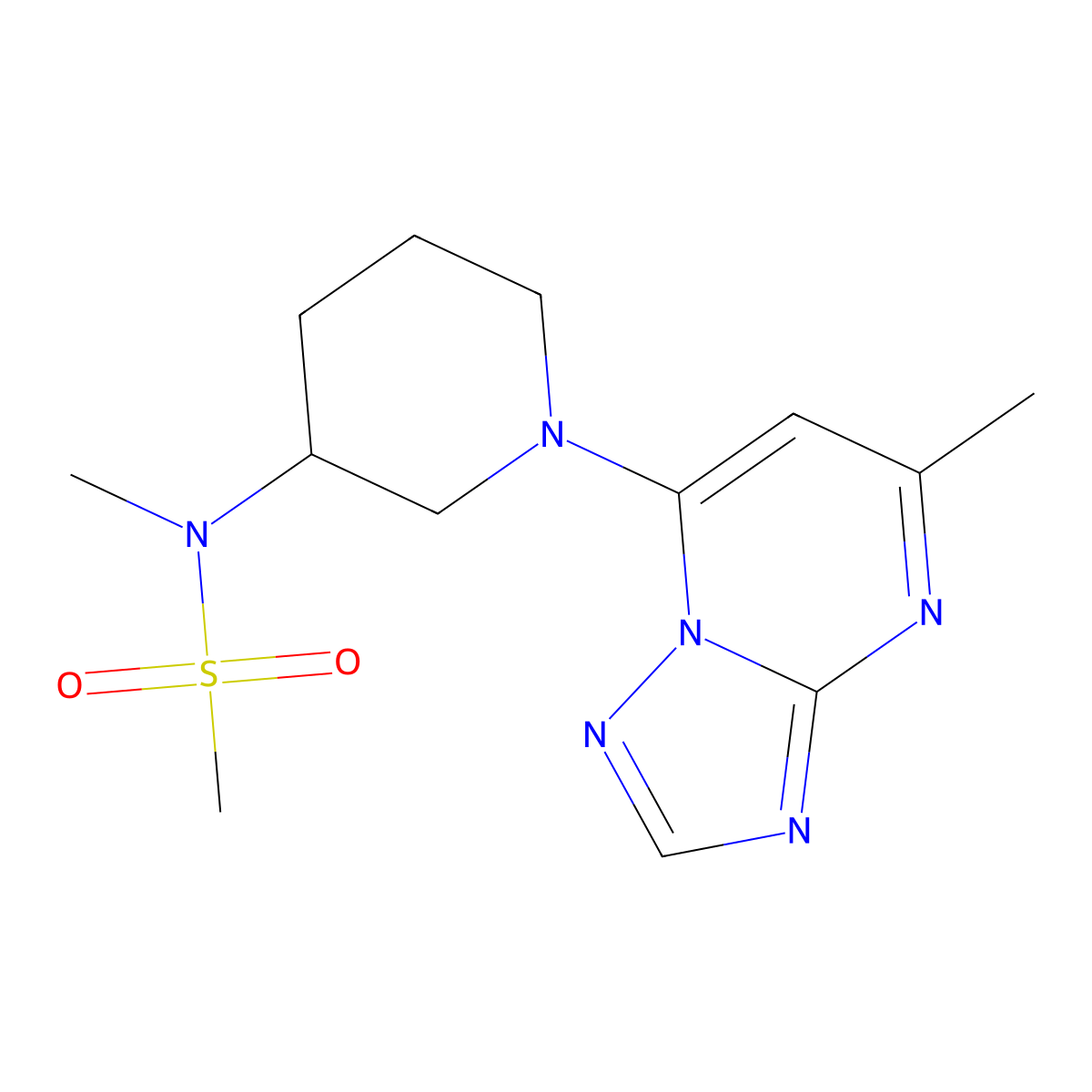 N-methyl-N-(1-{5-methyl-[1,2,4]triazolo[1,5-a]pyrimidin-7-yl}piperidin-3-yl)methanesulfonamide molecular structure, CAS 2877628-65-2