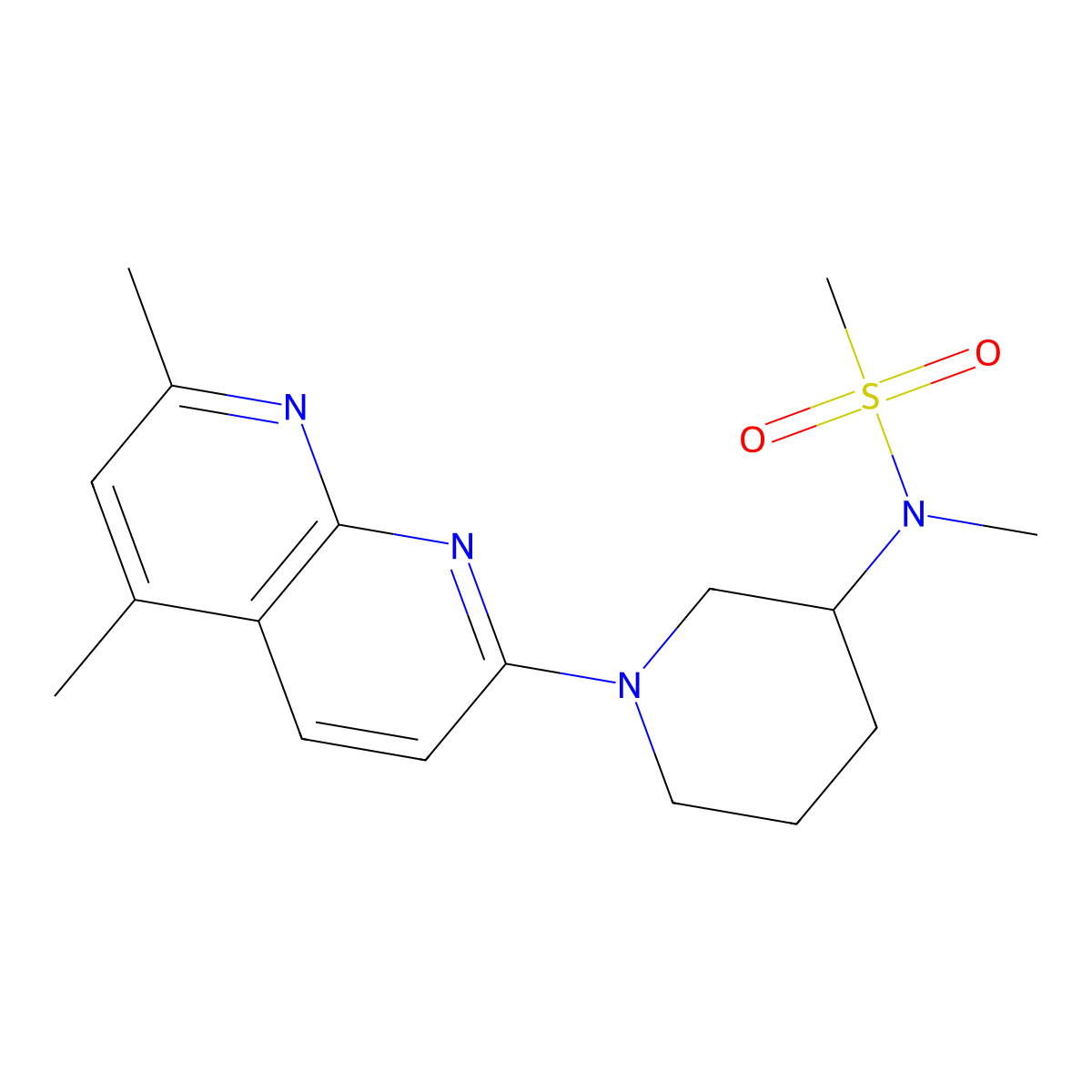 N-[1-(5,7-dimethyl-1,8-naphthyridin-2-yl)piperidin-3-yl]-N-methylmethanesulfonamide molecular structure, CAS 2877628-69-6